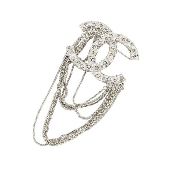 CHANEL Brooch CC Logo Metal/Rhinestone/Faux Pearl - Picture 2 of 8